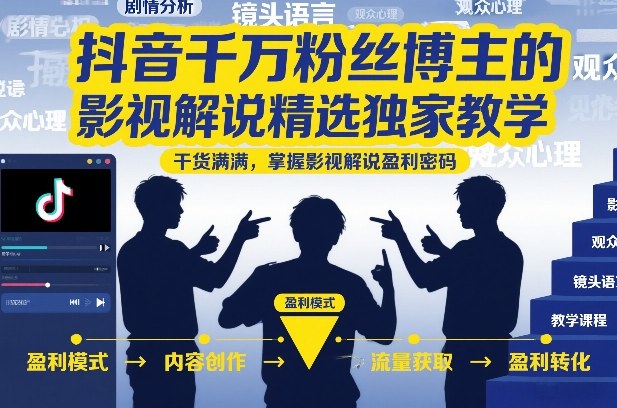 抖音千万粉丝博主的影视解说精选独家教学，干货满满，掌握影视解说盈利密码(更新)-MFXUI中国站