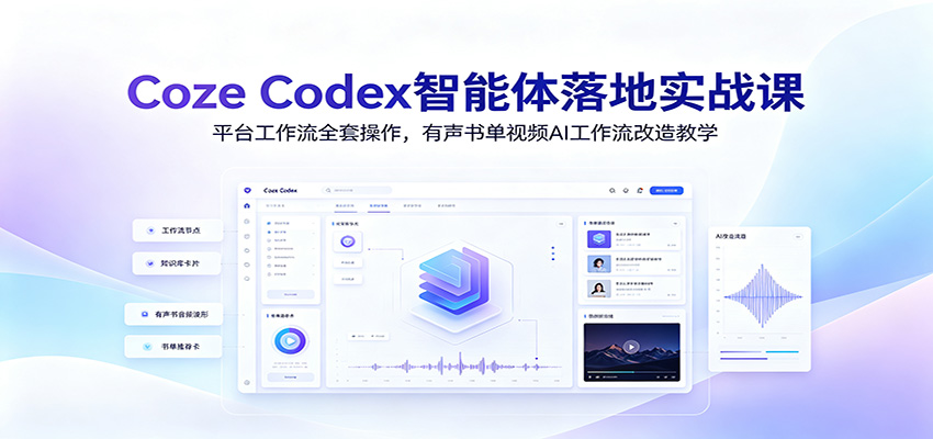 Coze Codex智能体落地实战课：平台工作流全套操作，有声书单视频AI工作流改造教学-MFXUI中国站