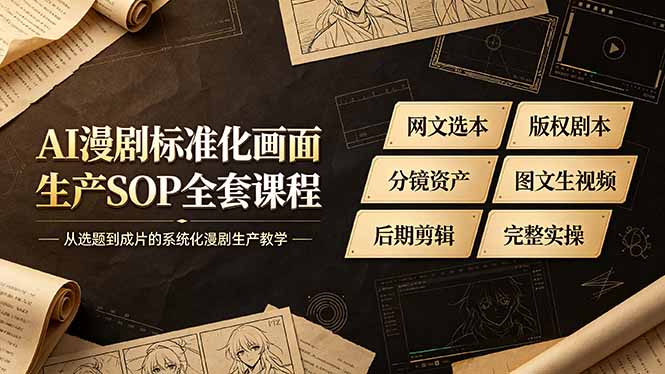 AI漫剧标准化画面生产SOP全套课程，网文选本版权剧本分镜资产全覆盖，图文生视频后期剪辑完整实操教学-MFXUI中国站