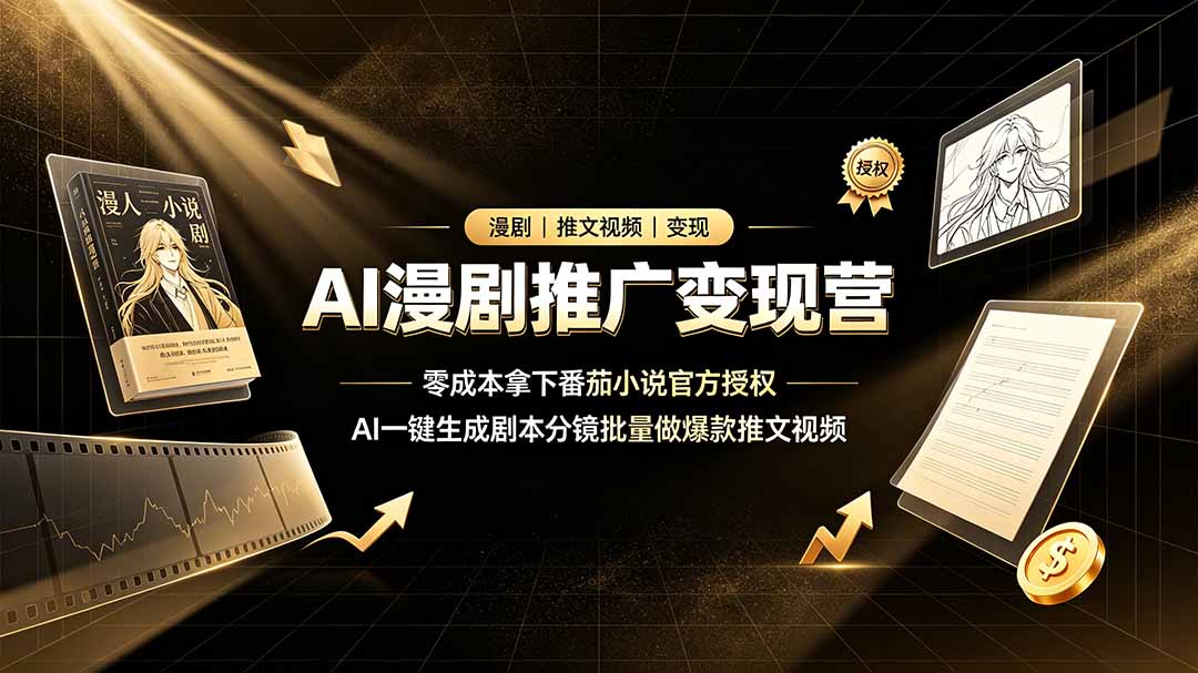 AI漫剧推广变现营，零成本拿下番茄小说官方授权，AI一键生成剧本分镜批量做爆款推文视频-MFXUI中国站