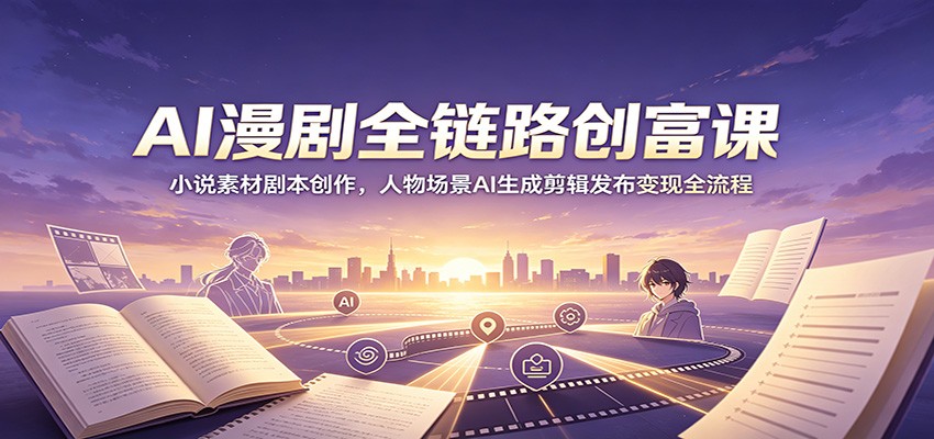AI漫剧全链路创富课：小说素材剧本创作，人物场景AI生成剪辑发布变现全流程-MFXUI中国站