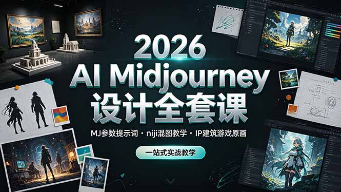 2026 AI Midjourney设计全套课，MJ参数提示词niji混图教学，IP建筑游戏原画一站式实战教学-MFXUI中国站