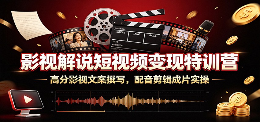 影视解说短视频变现特训营:高分影视文案撰写,配音剪辑成片实操-MFXUI中国站