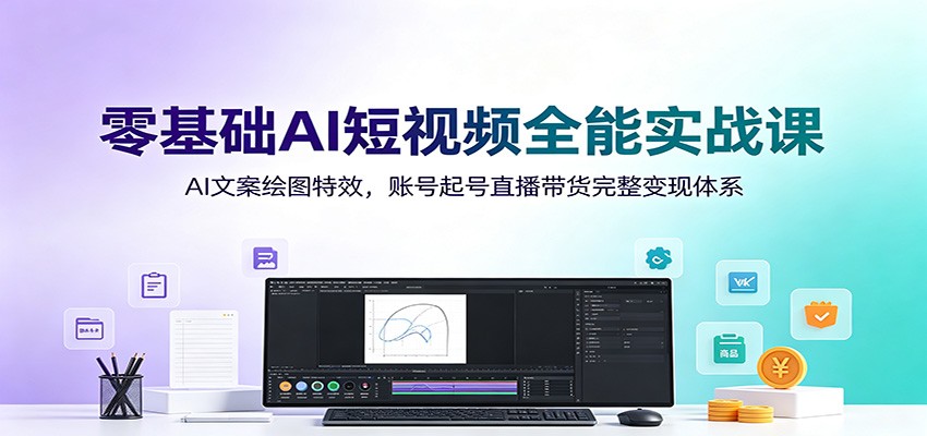 零基础AI短视频全能实战课:AI文案绘图特效,账号起号直播带货完整变现体系-MFXUI中国站