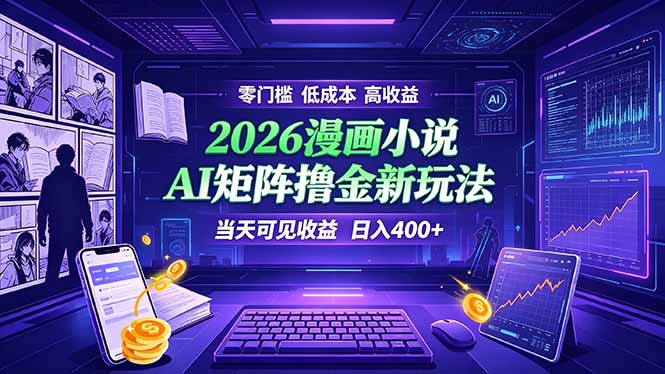 爆款小说漫画大阅读 ai矩阵操作 当天可见收益 日入400+ 零门槛 高收益-MFXUI中国站