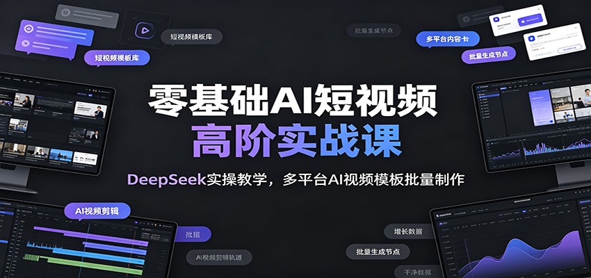 零基础AI短视频高阶实战课：DeepSeek实操教学，多平台AI视频模板批量制作-MFXUI中国站