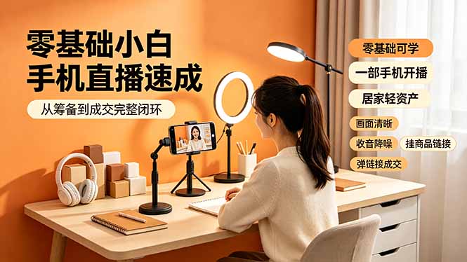 零基础小白手机直播速成，从筹备到成交完整闭环，适配苹果安卓系统，解决杂音卡顿留人难问题-MFXUI中国站