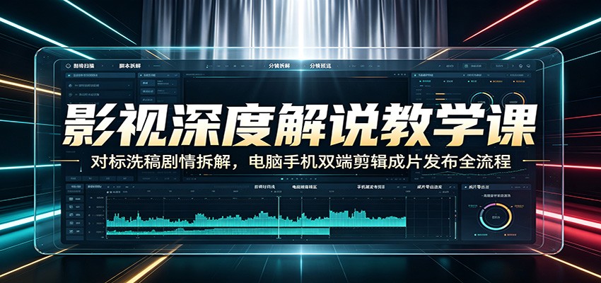 影视深度解说教学课:对标洗稿剧情拆解,电脑手机双端剪辑成片发布全流程-MFXUI中国站