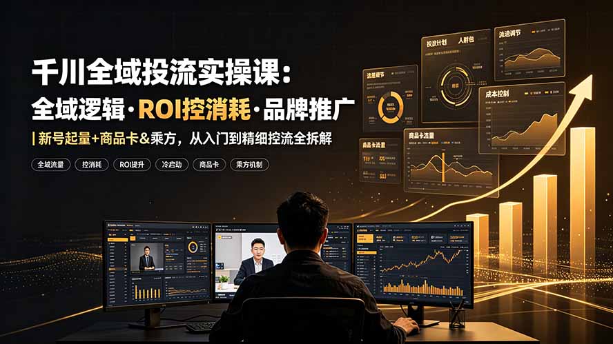 千川全域投流实操课：全域逻辑·ROI控消耗·品牌推广｜新号起量+商品卡&乘方，从入门到精细控流全拆解-MFXUI中国站