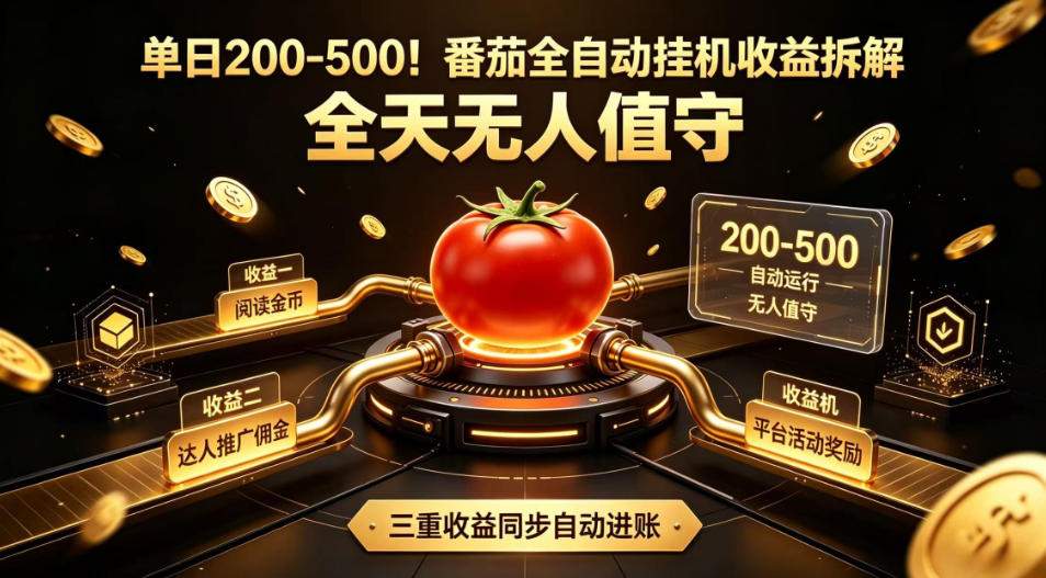 单日200-500!番茄全自动挂G收益拆解,全天无人值守,矩阵操作收益翻倍【揭秘】-MFXUI中国站