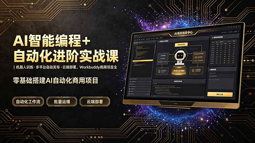 AI智能编程+自动化进阶实战课｜机器人训练·多平台自动发布·云端部署，Workbuddy商用项目全流程教学-MFXUI中国站