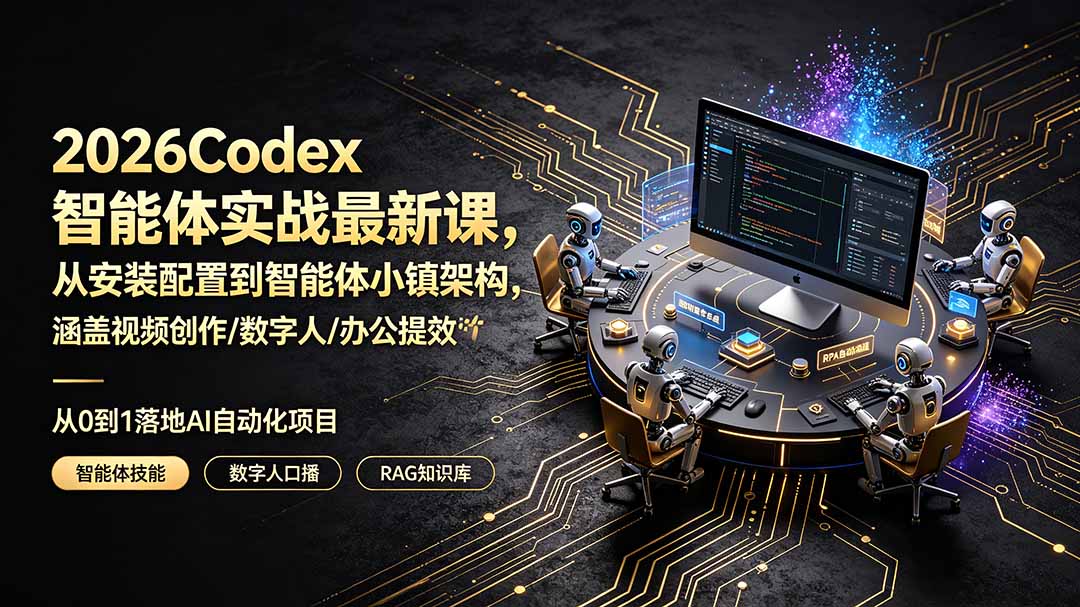 2026Codex智能体实战最新课，从安装配置到智能体小镇架构，涵盖视频创作/数字人/办公提效全技能-MFXUI中国站