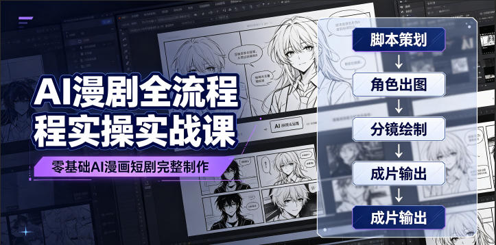 AI漫剧全流程实操实战课|零基础AI漫画短剧完整制作、脚本出图成片全链路落地教程-MFXUI中国站