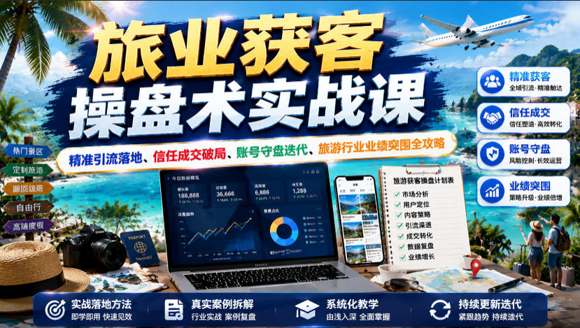 旅业获客操盘术实战课|精准引流落地、信任成交破局、账号守盘迭代、旅游行业业绩突围全攻略-MFXUI中国站