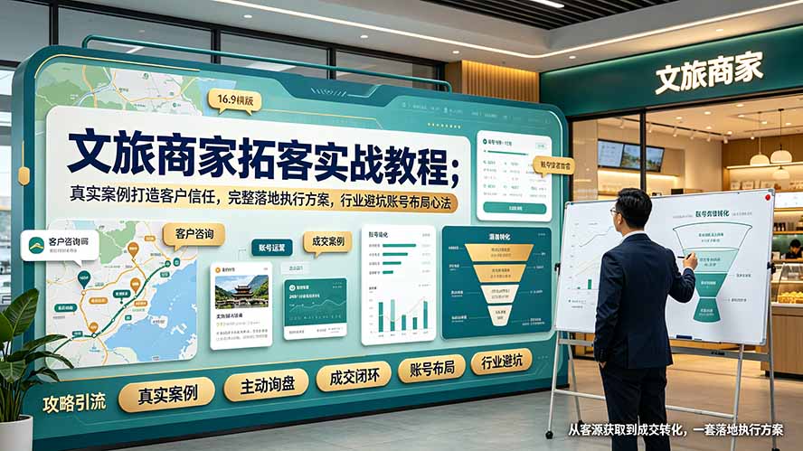 文旅商家拓客实战教程;真实案例打造客户信任,完整落地执行方案,行业避坑账号布局心法-MFXUI中国站
