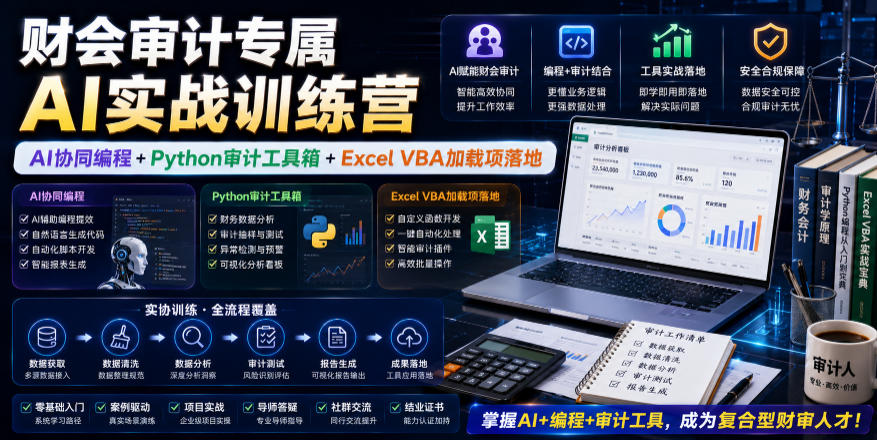 财会审计专属AI实战训练营|AI协同编程+Python审计工具箱+Excel VBA加载项落地(更新0710)-MFXUI中国站