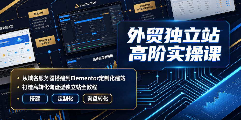 外贸独立站高阶实操课|从域名服务器搭建到Elementor定制化建站,打造高转化询盘型独立站全教程-MFXUI中国站