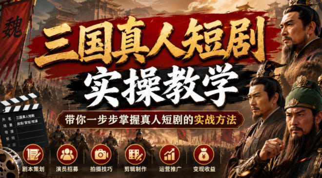 三国真人短剧实操教学,带你一步步掌握真人短剧的实战方法-MFXUI中国站