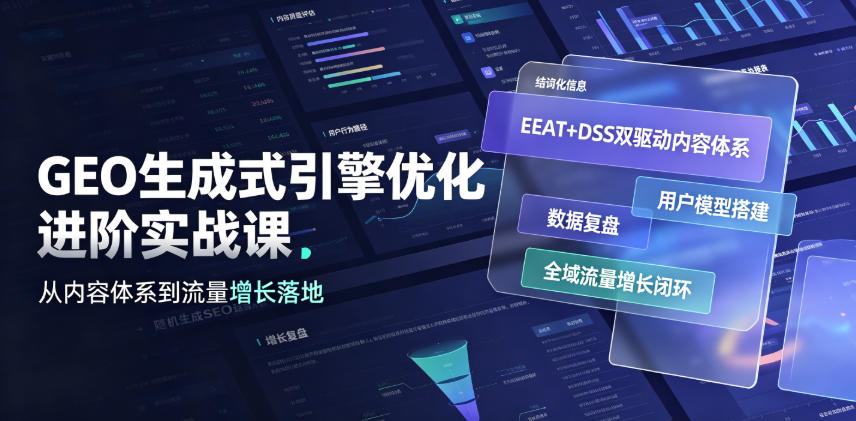 GEO生成式引擎优化进阶实战课|EEAT+DSS双驱动内容体系、用户模型搭建、数据复盘、全域流量增长闭环落地教程-MFXUI中国站