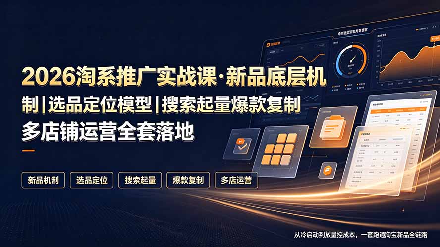 2026淘系推广实战课·新品底层机制｜选品定位模型｜搜索起量爆款复制多店铺运营全套落地教程-MFXUI中国站