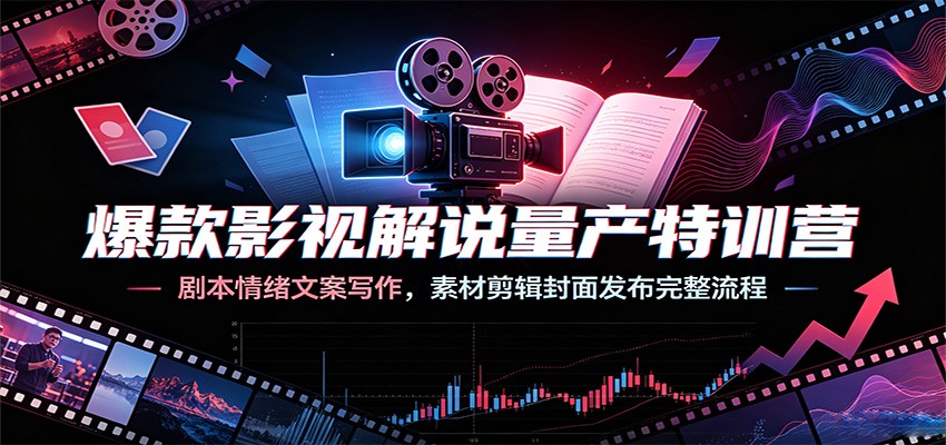 爆款影视解说量产特训营：剧本情绪文案写作，素材剪辑封面发布完整流程-MFXUI中国站
