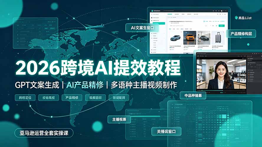 2026跨境AI提效教程·GPT文案生成|AI产品精修|多语种主播视频制作,亚马逊运营全套实操课-MFXUI中国站