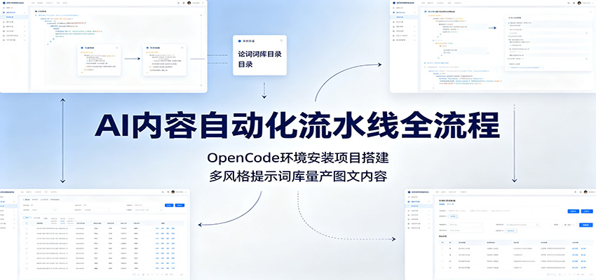 AI内容自动化流水线全流程：OpenCode环境安装项目搭建，多风格提示词库量产图文内容-MFXUI中国站