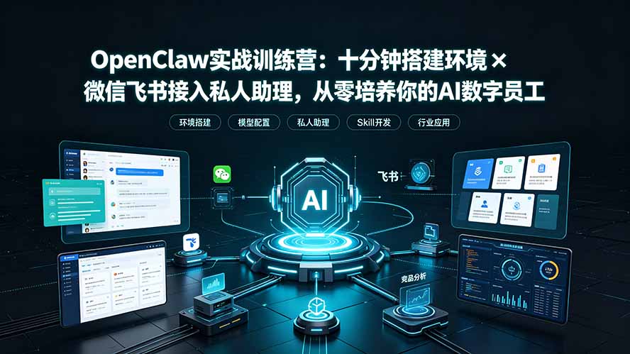 OpenClaw实战特训营:十分钟搭建环境×微信飞书接入私人助理,从零培养你的AI数字员工-MFXUI中国站