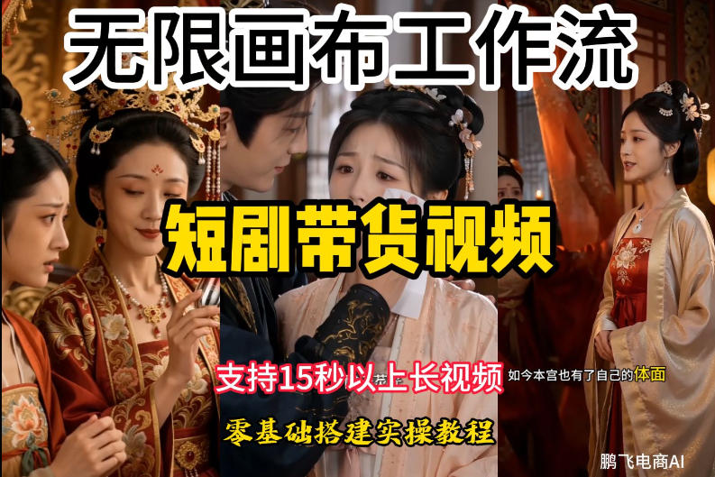 无限画布工作流制作短剧带货视频支持制作15秒以上视频,实操搭建教学,看完教程小白也能轻松搭建-MFXUI中国站