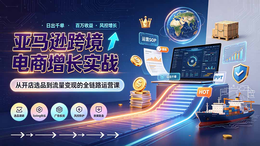 亚马逊0-1孵化特训营8期:从注册风控到稳定日出千单实战,规避审核封店风险,标准化执行流程落地-MFXUI中国站