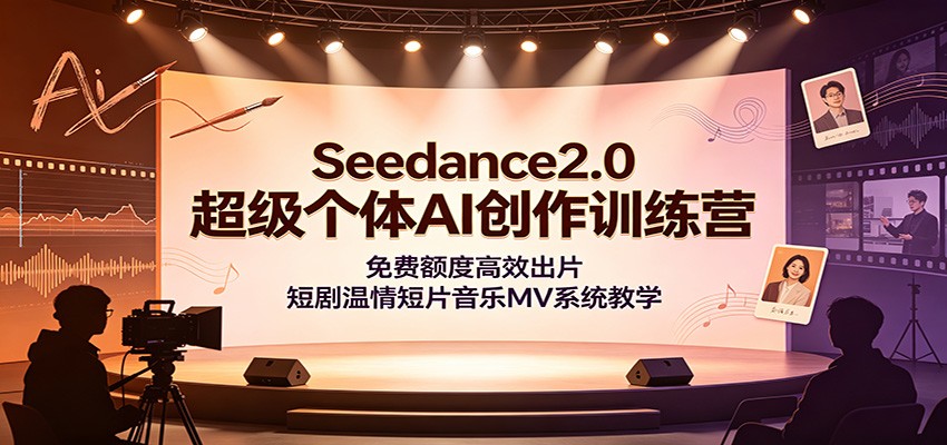 Seedance2.0超级个体AI创作训练营:免费额度高效出片,短剧温情短片音乐MV系统教学-MFXUI中国站
