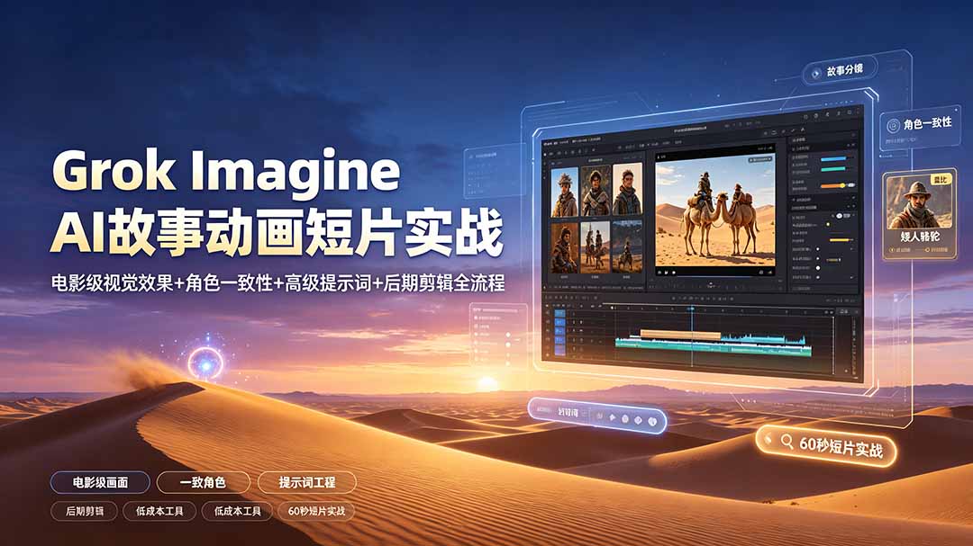 Grok Imagine AI故事动画短片实战:电影级视觉效果+角色一致性+高级提示词+后期剪辑全流程-MFXUI中国站