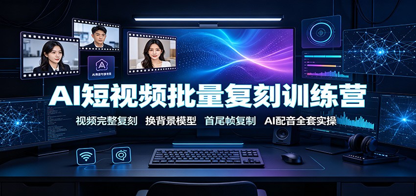 AI短视频批量复刻训练营：视频完整复刻，换背景模型、首尾帧复制、AI配音全套实操-MFXUI中国站