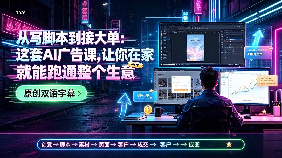 从写脚本到接大单:这套AI广告课,让你在家就能跑通整个生意【原创双语字幕】-MFXUI中国站