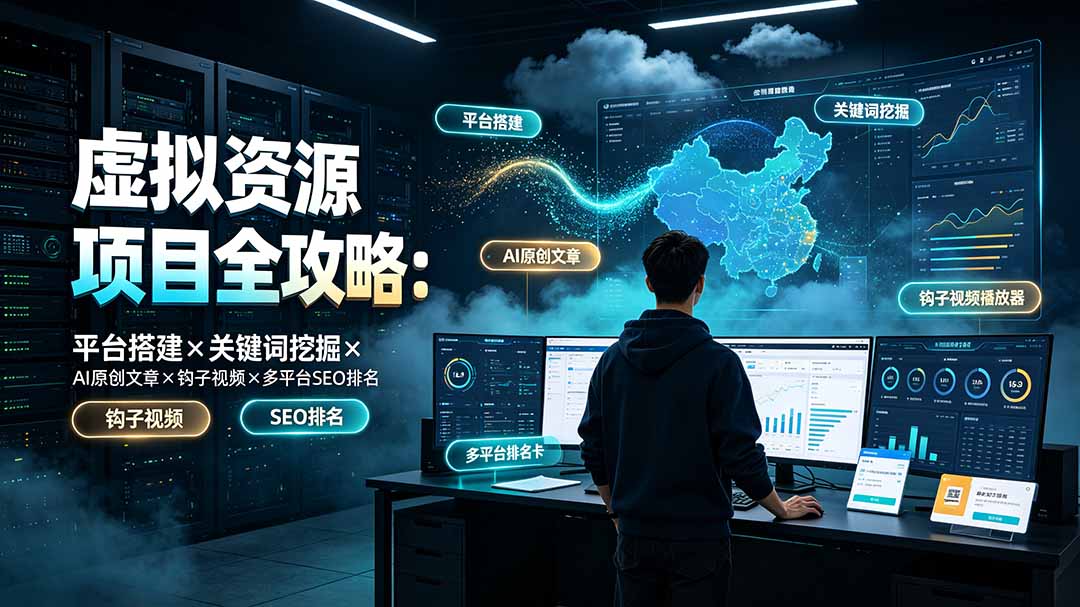 虚拟资源项目全攻略:平台搭建×关键词挖掘×AI原创文章×钩子视频×多平台SEO排名-MFXUI中国站