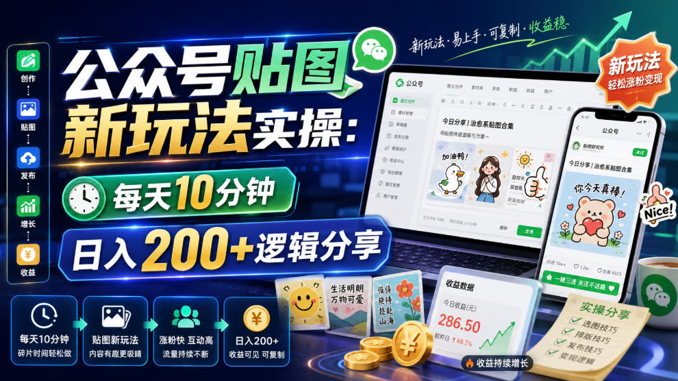 公众号贴图新玩法实操,每天10分钟,日入200+逻辑分享-MFXUI中国站