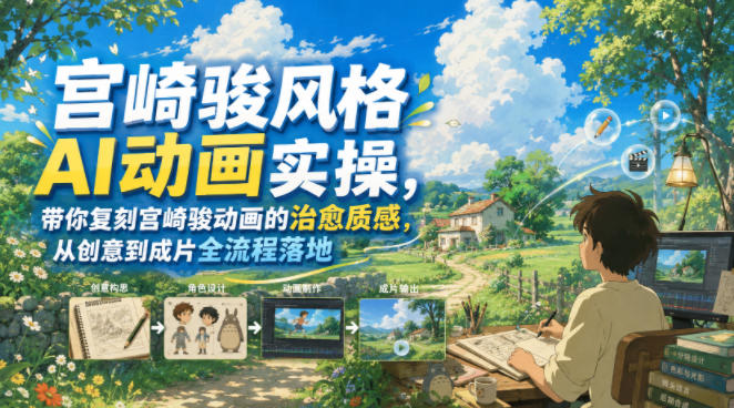 宫崎骏风格AI动画实操,带你复刻宫崎骏动画的治愈质感,从创意到成片全流程落地-MFXUI中国站