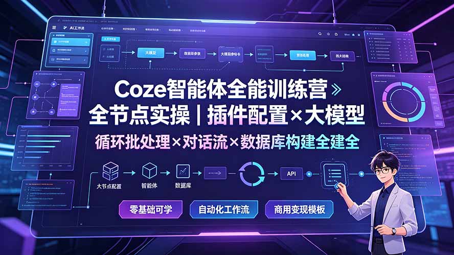 Coze智能体全能训练营：全节点实操｜插件配置×大模型×循环批处理×对话流×数据库构建全教学-MFXUI中国站