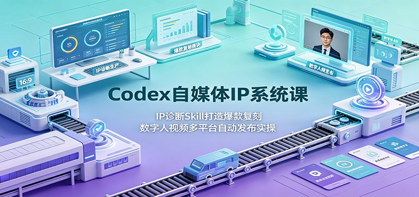 Codex自媒体IP系统课：IP诊断Skill打造爆款复刻，数字人视频多平台自动发布实操-MFXUI中国站