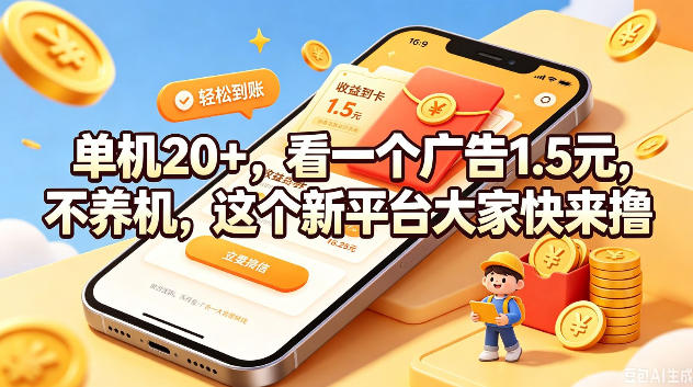 单机20+,看一个广告1.5米,不养机,这个新平台大家快来撸【揭秘】-MFXUI中国站