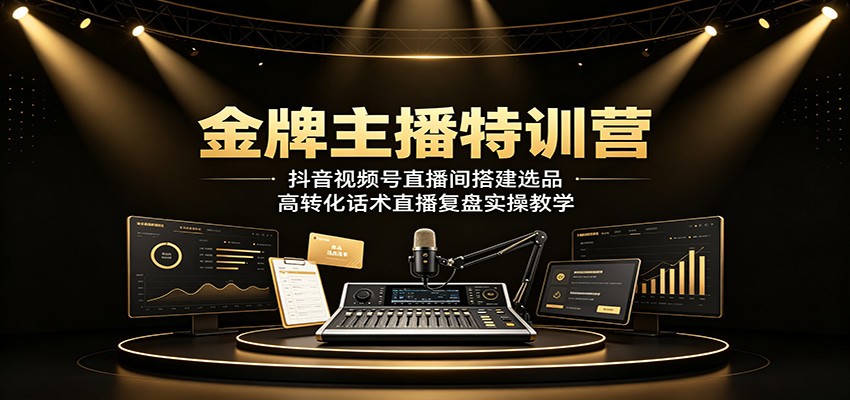 金牌主播特训营：抖音视频号直播间搭建选品，高转化话术直播复盘实操教学-MFXUI中国站