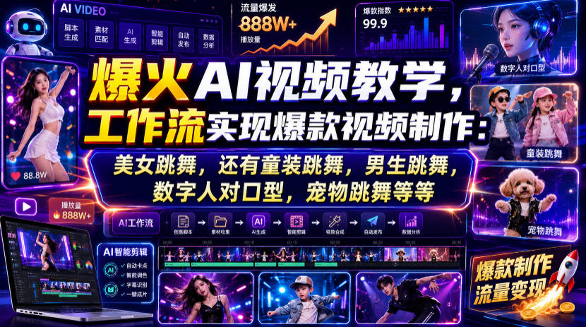 爆火AI视频教学,工作流实现爆款视频制作:美女跳舞,还有童装跳舞,男生跳舞,数字人对口型,宠物跳舞等等-MFXUI中国站