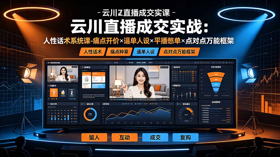 云川直播成交实战:人性话术系统课-痛点种草×塑品开价×逼单人设×平播憋单×点对点万能框架-MFXUI中国站