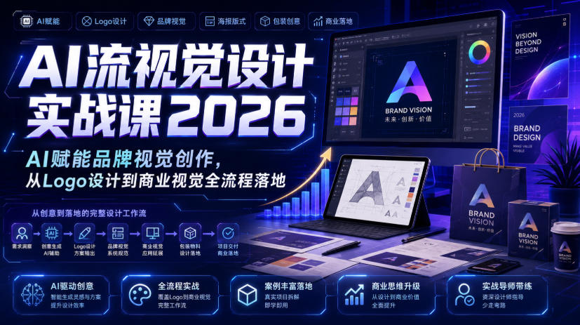 AI流视觉设计实战课2026：AI赋能品牌视觉创作，从Logo设计到商业视觉全流程落地-MFXUI中国站