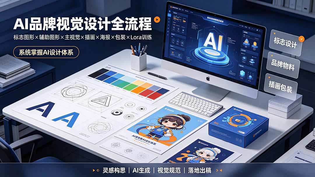 AI品牌视觉设计全流程：标志图形×辅助图形×主视觉×插画×海报×包装×Lora训练，系统掌握AI设计体系-MFXUI中国站