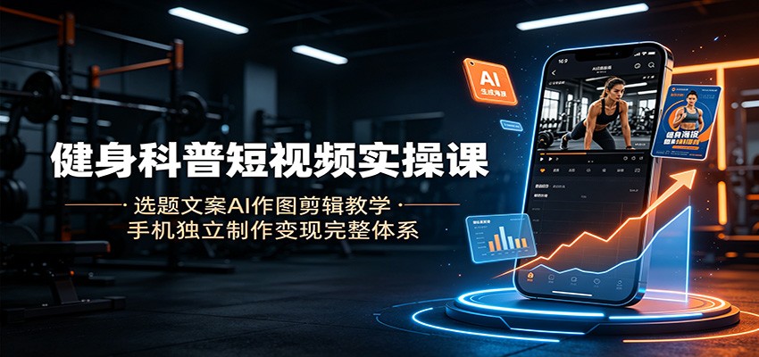 健身科普短视频实操课:选题文案AI作图剪辑教学,手机独立制作变现完整体系-MFXUI中国站