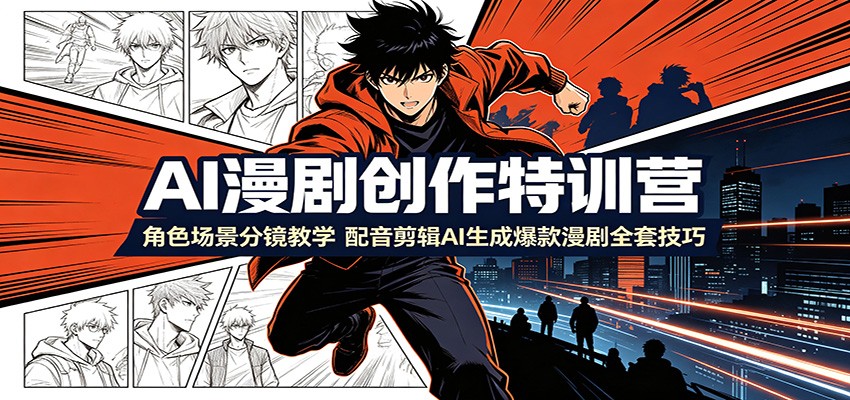 AI漫剧创作特训营:角色场景分镜教学,配音剪辑AI生成爆款漫剧全套技巧-MFXUI中国站