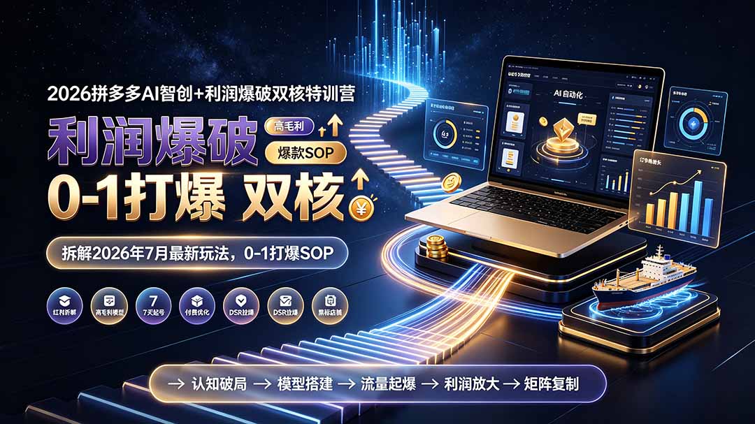 2026拼多多AI智创+利润爆破双核特训营-更新:拆解2026年7月最新玩法,0-1打爆SOP-MFXUI中国站