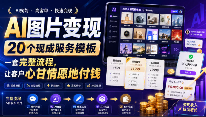 AI图片变现,20个现成服务模板,一套完整流程,让客户心甘情愿地付钱【原创双语字幕】-MFXUI中国站