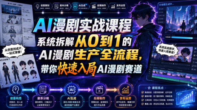 AI漫剧实战课程,系统拆解从0到1的AI漫剧生产全流程,带你快速入局AI漫剧赛道-MFXUI中国站